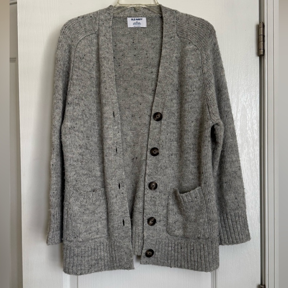 Old Navy Gray Long Cardigan Sweater